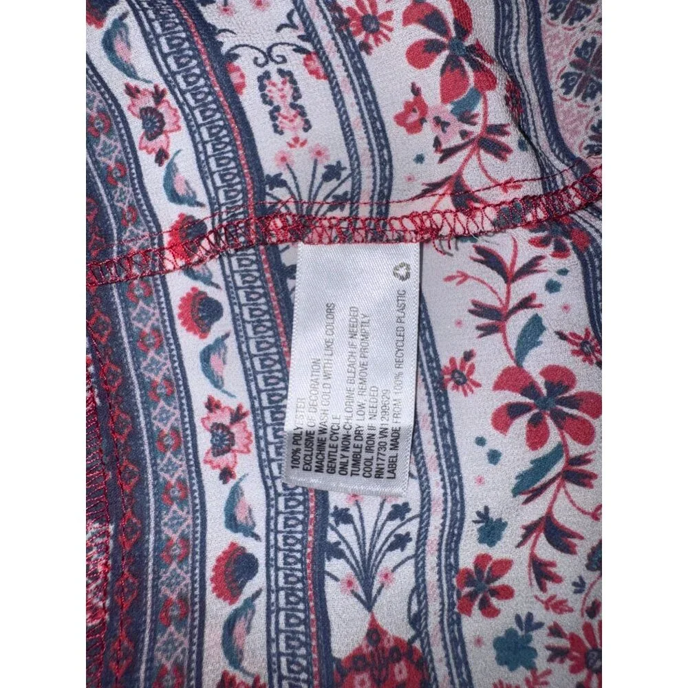 Knox Rose Womens Sleeveless Boho Red Floral Print Tunic Top L - Picture 3 of 6